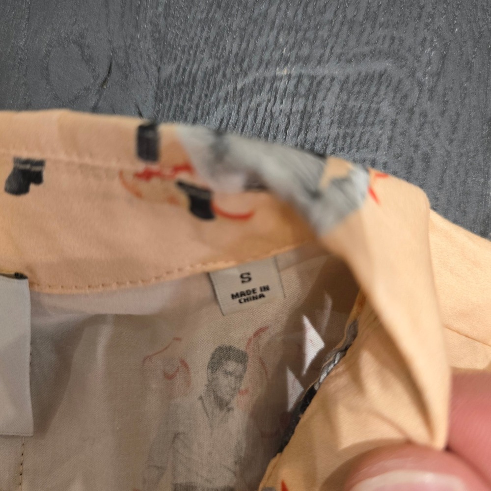 Scotch & Soda Elvis Presley Flame Print Button Down Shirt Peach Mens Small S - Picture 7 of 7